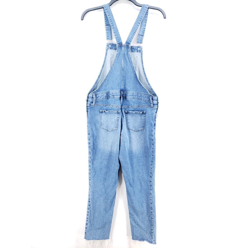 Isabel Maternity Denim Overalls Size 4 Cotton Blend Blue Raw Hem - Picture 2 of 9
